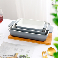 Ensemble de 3 plats à gratin rectangulaires gris dégradé, plat à lasagne personnalisé, ensemble de plats à pâtisserie en céramique