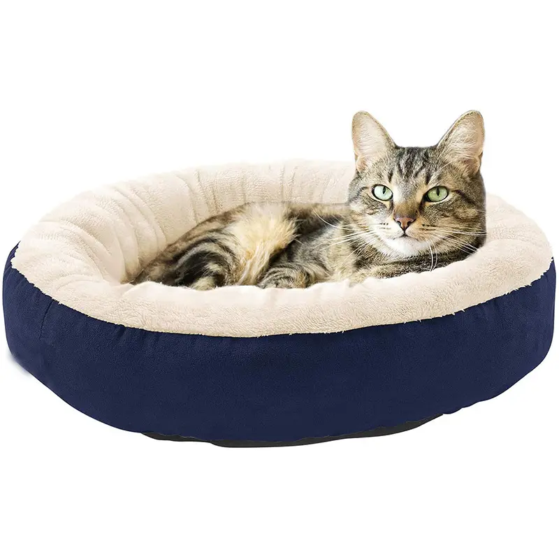 Großhandel Hochwertige warme runde Donut Hunde kissen Bett mit Stoff bezug und langlebiges Füllbett für Hund Katze Haustier Bett