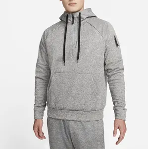 Tùy chỉnh 400 500 GSM hoodie tái chế vải 1/4 quý Zip Áo thun chất lượng cao thời trang dạo phố trống yếu tố cần thiết hoodie cho nam giới