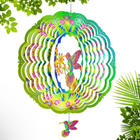 Carillon à vent en métal inoxydable 3D rotatif avec pendentif oiseau, sublimation, blanc uni, décoration de jardin