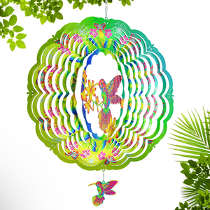 Carillon à vent en <span class=keywords><strong>métal</strong></span> inoxydable 3D rotatif avec pendentif <span class=keywords><strong>oiseau</strong></span>, sublimation, blanc uni, <span class=keywords><strong>décoration</strong></span> de <span class=keywords><strong>jardin</strong></span> - Product Image 2
