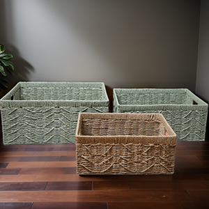 Petit panier à linge en bambou tissé à la main avec poignée en bois et corde circulaire en papier pour un <span class=keywords><strong>rangement</strong></span> efficace du papier - Product Image 4