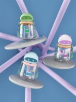 Bouteille d'eau ergonomique 350 ml pour enfants, tasse à boire pour tout-petits, anti-fuite, motif animal, en plastique de qualité alimentaire, avec paille intégrée pour un débit fluide