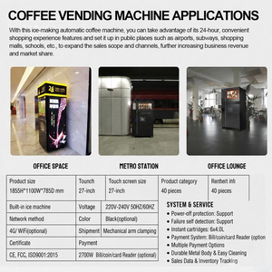 Smart 27Inch Iced Coffee Vending Kiosk 4G <b>Wifi</b> Remote Monitor Uv Disinfection Lamp Auto Cup Capping Coffee Making Equipment - Product Image 3