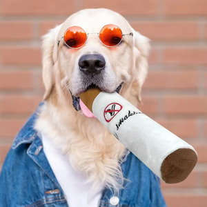 Kinghon <b>Plush</b> Dog Chewing Toy-No Smoking Cigarette Design Squeaky & Durable Interactive Movement Toy 33x6x6cm - Product Image 6
