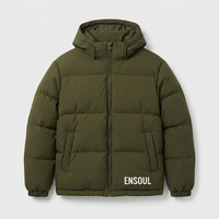Vestes en duvet pour hommes sur mesure OEM, vert olive, matelassées, en ripstop, à capuche, streetwear, vintage, rétro, surdimensionnées, hip hop, fabricant OEM ODM
