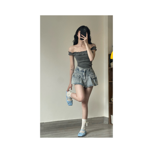 Camiseta de Verano para Mujer de Alta Calidad, Muchos Colores Disponibles, Artículo de Marca Privada, Blusa Chic con Volantes y Hombros Descubiertos para Damas - Product Image 2