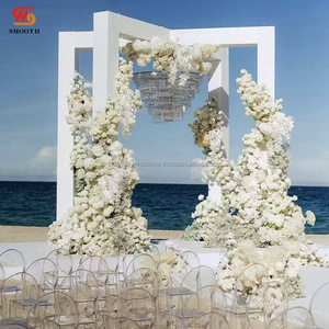 SMOOTH Outdoor <b>Wedding</b> Mandap Arch White <b>Frame</b> Stand With RGB Led Light For Events Stage Decoration - Product Image 1