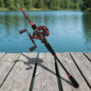 Canne à pêche en fibre de carbone 2 sections de 2,19 m et 2,46 m avec moulinet, ensemble combo pour la pêche à la ligne et au lancer de leurres en eau douce (carpe et brochet) - Product Image 3