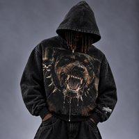 Fabricantes de Ropa Personalizada, Sudadera con Capucha de Felpa Francesa Gruesa, Estampado DTG, Diseño Jumbo, Lavado Ácido Vintage, Estilo Desgastado