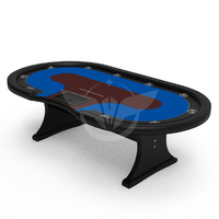 Table de poker octogonale longue YH en bois avec pieds à double arc - Table de poker professionnelle personnalisée avec plateaux à jetons 10 places