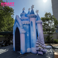 Château gonflable tunnel sur le thème de la neige de 6 m de haut pour fête d'anniversaire, festival en plein air, arche de château gonflable