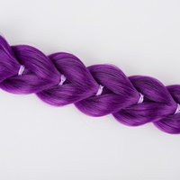 Perruque anime en forme de cœur avec grande tresse, couleur violette, fibres haute température, double trame machine