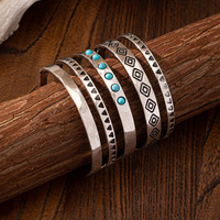 Haute qualité Vintage Cowgirl Western Bracelet empilable bleu Turquoise décoré multicouche creux ouvert Bracelet mode Bracelet