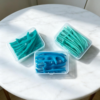 Fil dentaire à marque privée avec cure-dent, saveur menthe fruitée colorée, ciré/non ciré, pour hygiène buccale