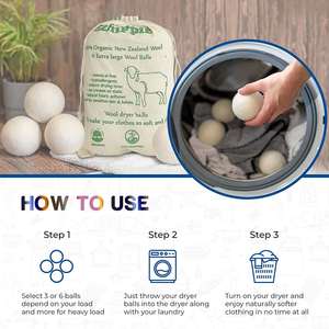 Paquete de 6 Bolas de Secadora de Fieltro de Lana Reutilizables, Suavizante de Telas Natural, Reduce las Arrugas de la Ropa y Ahorra Tiempo de Secado - Product Image 5