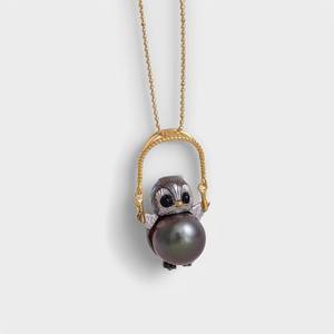 WENCHI 10166 Colgante DIY de Plata con Soporte Vacío para Perlas Redondas de 10-11mm, Collar Pingüino, Accesorios de Plata S925, Perla China - Product Image 3