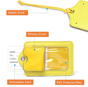 Étiquettes de bagages en cuir PU vierge personnalisées, étiquette d'identification de nom, étiquette de valise avec cornet élastique pour sac de voyage - Product Image 2