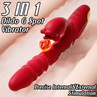 Vibrador de clítoris y punto G 3 en 1, juguete sexual de silicona realista con 9 modos de empuje y 9 vibraciones, dildo con lengua vibradora.