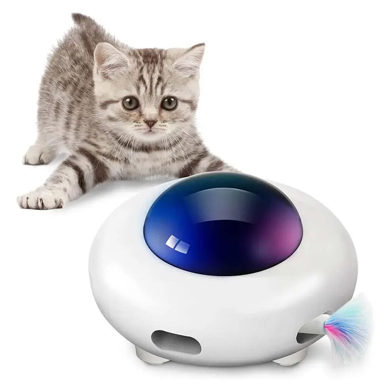 Juguetes telescópicos inteligentes para gatos, juguetes telescópicos inteligentes con carga Usb recargable de plumas, dirigible rodante interactivo, juguetes para gatos