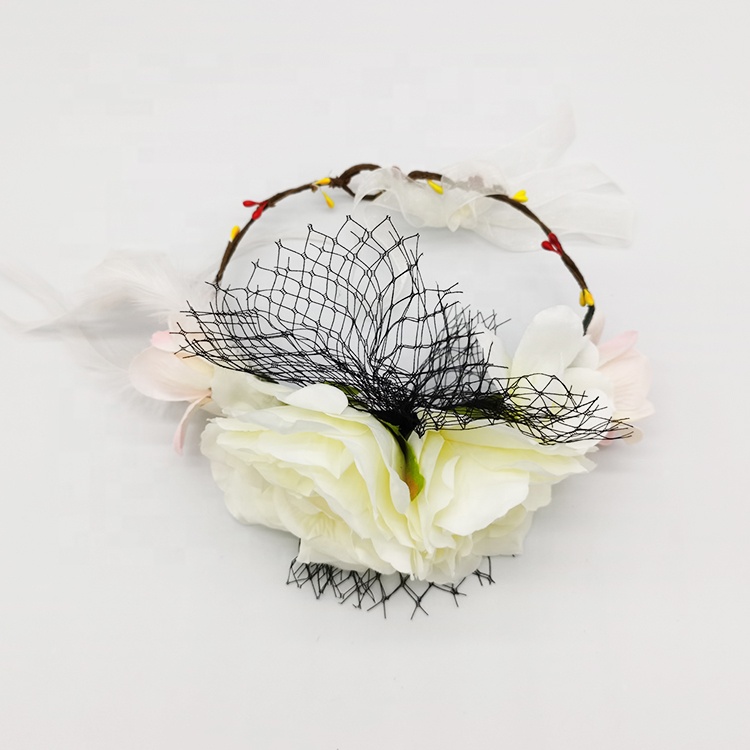 Повязка на голову с цветами тканевая головная повязка для принцессы повязка на голову для девушек невесты Женская пляжная Свадебная шелковая Цветочная повязка аксессуары для волос