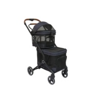 2025 Double vente chaude poussette pliante à une main pour chien avec 2 transporteurs détachables 4 roues voyage poussette pour animaux de compagnie avec porte-gobelet