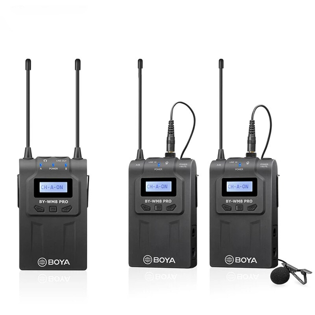 BOYA By-WM8 Pro-K2 UHF Dual-channel Wireless Lavalier Studio Recording Microphone for Camera BOYA By-WM8 Pro-K2 UHF Dual-channe
