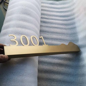 Stainless Steel Hotel Room <b>Number</b> Sign 3001 Modern Design Wall Mounting Custom Made <b>Door</b> Plate - Product Image 2