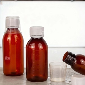 Hổ phách chai nhựa 50ml/60ml/100ml/120ml/<span class=keywords><strong>150ml</strong></span>/200ml Pet ho Syrup chai trong suốt rỗng chất lỏng container - Product Image 2