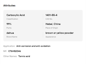 Ácido Carboxílico, Ácido Tánico, 99% de Pureza, Polvo Soluble en Agua, Antioxidante para Formulación de Cosméticos y Cuidado de la Piel - Product Image 6