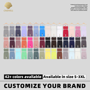 42 colores listos para enviar sensación desnuda elegante transpirable Yoga Fitness gimnasio entrenamientos <span class=keywords><strong>Y</strong></span> espalda chaleco sin línea frontal Biker Shorts Sports Set - Product Image 2