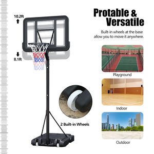 Support de cerceau de <span class=keywords><strong>basket</strong></span>-ball réglable en hauteur de 7.5 à 10 pieds Support de panneau arrière en verre trempé de 18 pouces Jante de <span class=keywords><strong>basket</strong></span>-ball Utilisation intérieure <span class=keywords><strong>Filet</strong></span> inclus - Product Image 5