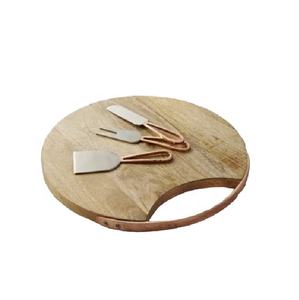 Hot Selling Round and Rectangle <b>Shape</b> Wooden Chopping Board <b>Block</b> Kitchen / Cheese Board Utensils Set and 4 Stainless Steel - Product Image 2