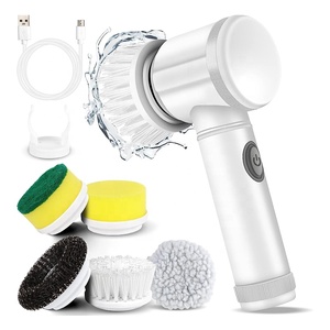 Brosse de nettoyage électrique sans fil avec 5 têtes de brosse remplaçables pour douche électrique à main - Product Image 1