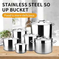 Marmite de luxe 58L en acier inoxydable avec couvercle et fond à induction pour la cuisson de soupes à la maison et lors d'événements, style luxueux, compatible avec les cuisinières à induction