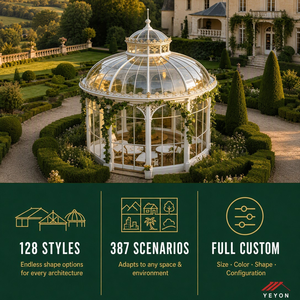 Yeyon 2026 OEM Europäischer Stil Gebogenes Glas Freistehender Sunny <span class=keywords><strong>Joy</strong></span> Garten Langlebiger Wohn-Außen-Wintergarten Glashaus - Product Image 4