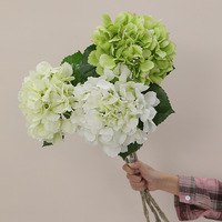 Offre Spéciale – Grandes Fleurs d'Hydrangea Artificielles en Latex Blanc et Vert, Toucher Réel, Hortensia en Latex pour Décorations de Mariage et d'Intérieur