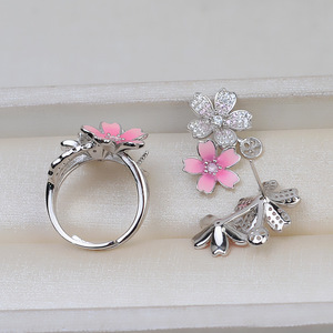 Juego de Pendientes y Anillo de Plata S925 Wenchi con Diseño de Gota, Accesorios DIY para el Cabello, Soporte Vacío para Aretes de 8-18 mm, Joyería de Moda, Modelo 2708 - Product Image 2