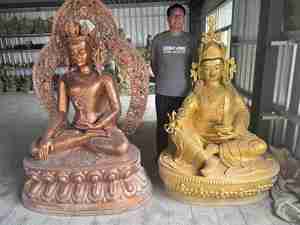 Maßgefertigte Tempel-Metall-<span class=keywords><strong>Buddha</strong></span>-Statuen Kleine Outdoor-Religiöse Kupferstatuen Skulpturen mit Individueller Farbgestaltung - Product Image 4