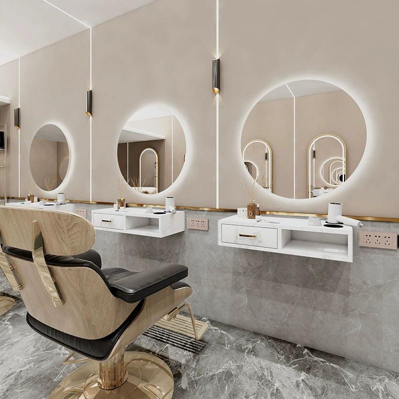 Armoire blanche rétroéclairée ronde sans bordure 70*70