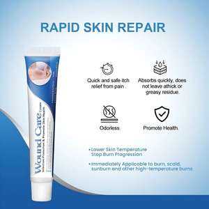 Baume de soin apaisant pour brûlures et plaies, à base de plantes, certifié ISO, crème réparatrice cutanée anti-infectieuse - Product Image 4