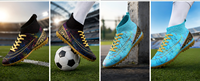 Chaussures de football à tige haute en maille avec semelle en caoutchouc pour hommes, idéales pour les terrains synthétiques