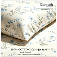 Ensemble de couette en coton Air Jet Yarn, linge de lit en coton imprimé 40S 200TC, ensemble de literie en coton 100% comprenant drap, housse de couette et couette