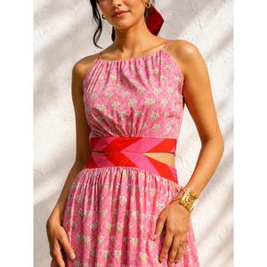 Vestido Rosa sin Tirantes para Mujer, Estilo Natural Mirage, para Otoño |   Vestido Casual de Algodón para Fiesta con Bolsillos |   Vestido de Moda Personalizable para Mujer - Product Image 6