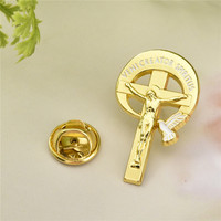 Broche personnalisée en métal, croix chrétienne, badge gravé, souvenir religieux, broche gravée pour vêtements, chapeau, sac à dos