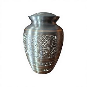 Urna Funeraria de Latón Macizo Hecha a Mano, Diseño Art Deco Personalizado, Forma Cilíndrica, Capacidad de 1-2L para Cenizas Humanas - Product Image 1