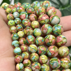 AsVrai U Perle Rotonde Sciolte in Diaspro Naturale Colorato con Sedimenti Marini per Creazione Gioielli Fai da Te Braccialetti Accessori - Product Image 2
