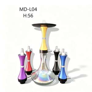 Moderno Set de Hookah de Cristal con Vástago de Aluminio y Boquillas Coloridas para Uso en Bares y Lounges - Product Image 1
