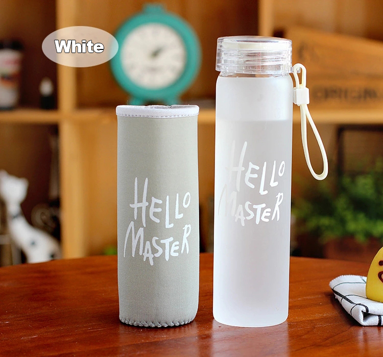 420ml Logo Personnalisé Réutilisable Dégradé En Verre Givré Bouteille D'eau Avec Manchon