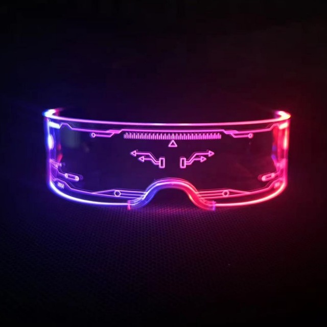 Unisex Futuristic Cyberpunk LED Luminous Acrylic Glasses with Flashing Effect for Modern Parties and Festivals